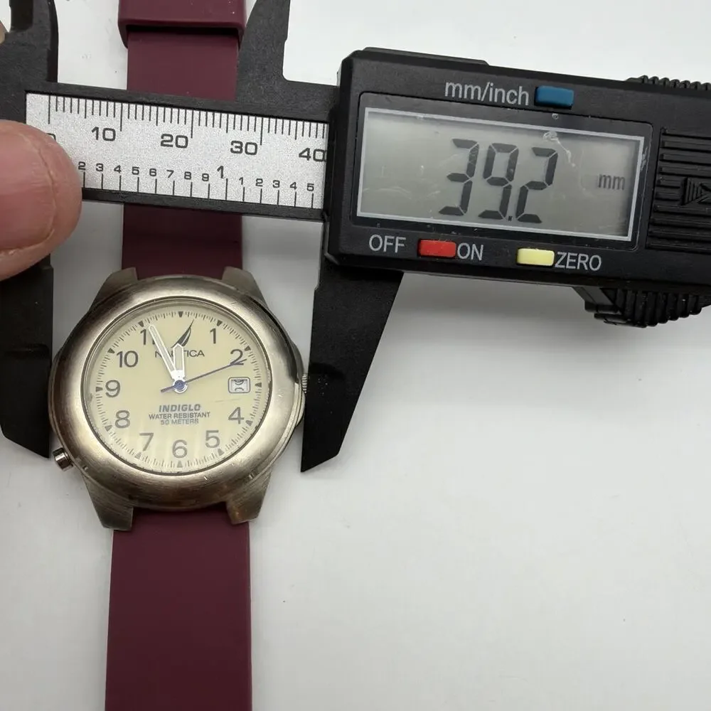 Vintage Nautica Indiglo Analog Quartz Watch New Battery Burgundy Strap